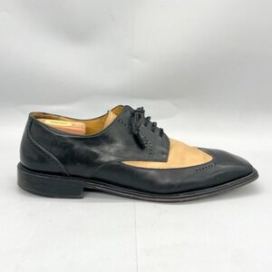 Mezlan Mens‎ 13M Spectator Wingtip Oxford Shoes Black Cream Leather Bicycle Toe